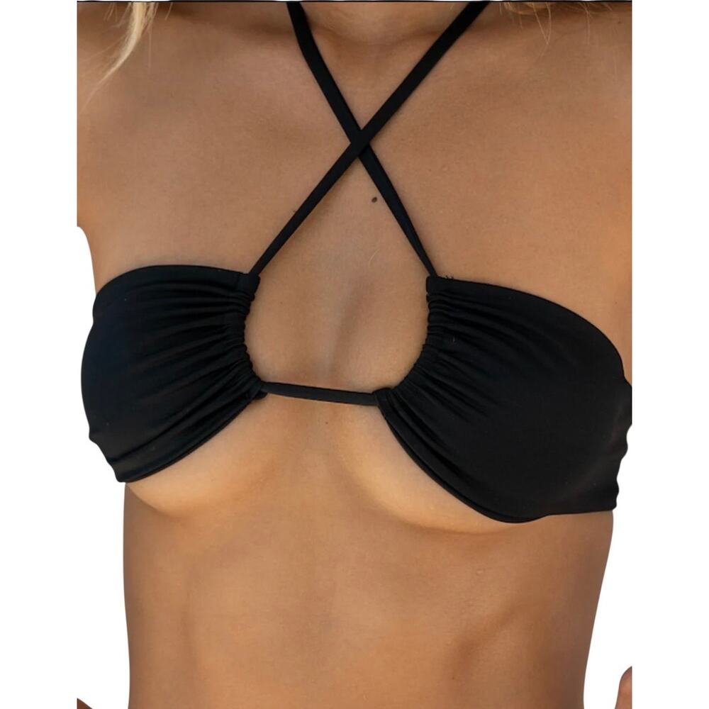 MOTEL Women’s Strappy Cross Front Halter Top Size XXS